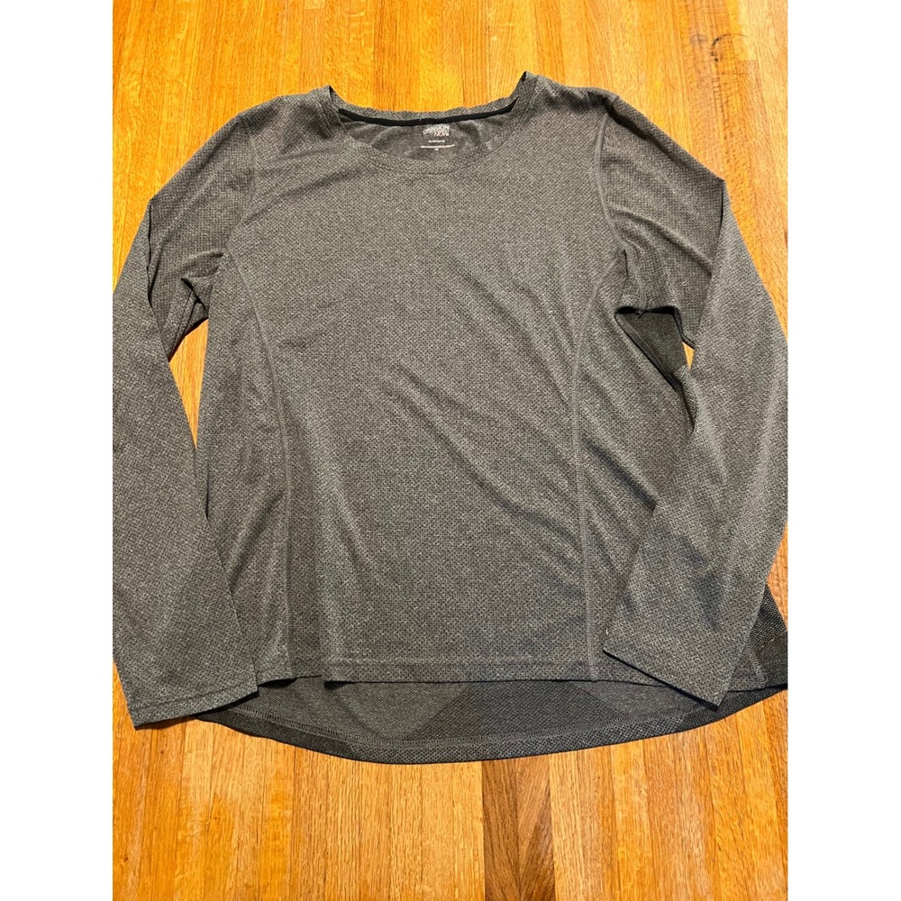 Danskin Now Women XL Gray Long Sleeve Activewear‎ Performance Textured Shirt